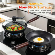 Granite Non Stick Frying Pan, Household Skillet for Steak Egg Pancake, All Stoves Compatible, Works with Induction & Gas Stove