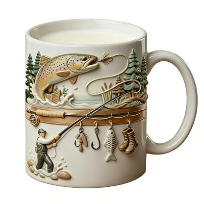 Fishing Mug 350ml Ceramic Funny Novelty Drinkware Fisherman Coffee Mug water Cup For Daily Outdoor Camping Household Use Mug