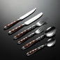 6-piece stainless steel tableware set, including knife fork and spoon set, kitchen knife and dining utensils such as steak knife