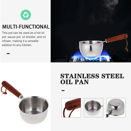 Stainless Steel Small Sauce Pan Compact Hot Oil Pot Mini Induction Kitchen Cooker Boil Stew Fry Oil Heating Pan
