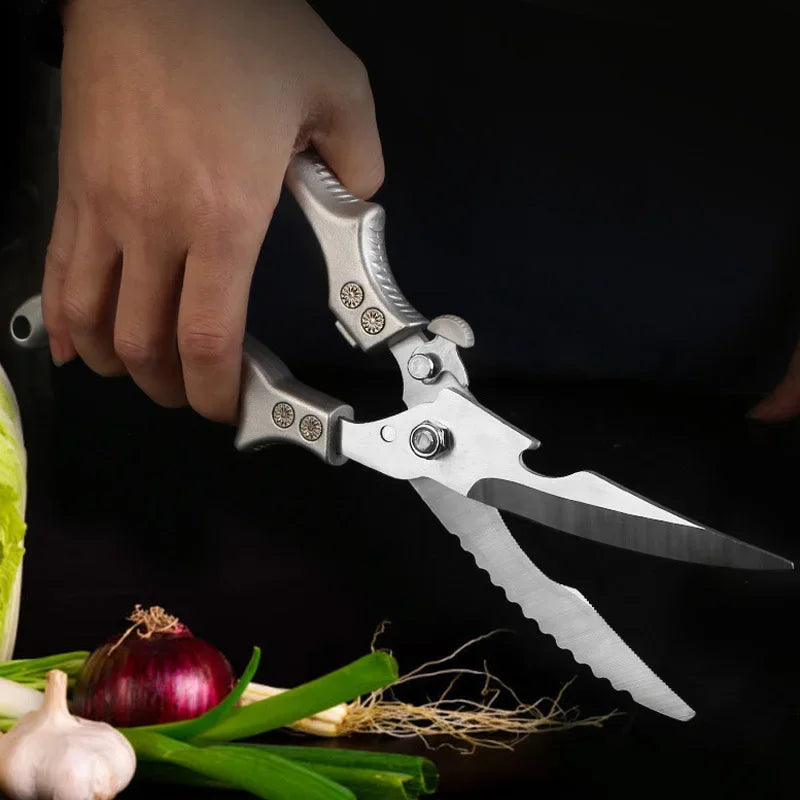 Multifunctional Kitchen Scissors Restaurant Outdoor Use Chicken Bone BBQ Sharp Durable Household Stainless Steel Strong Scissor