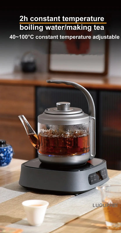 1350W Electric Kettle Fully Auto Bottom Pumping Quick Boiling Kettle Tea Maker Office Glass Temperature Control Teapot 1000ml