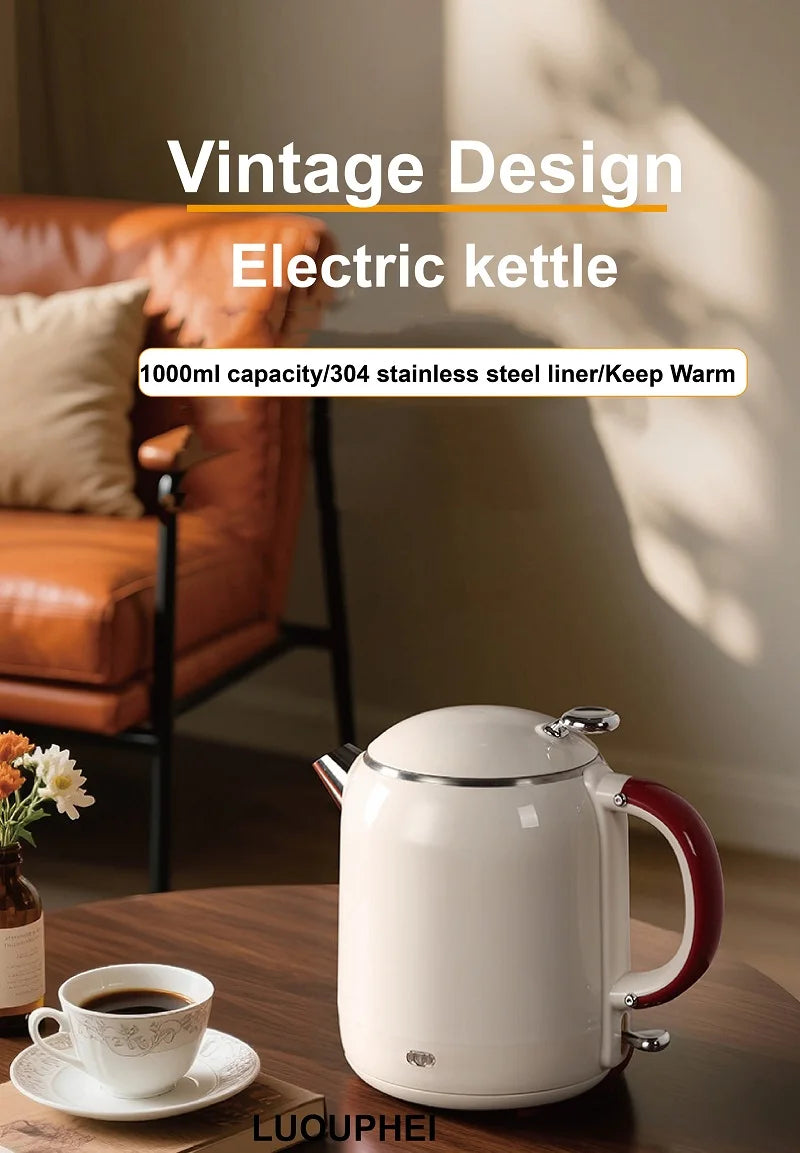 1355W Electric Kettle Portable 304 Stainless Steel Quick Boiling Kettle Teapot Home Thermos Kettle Automatic Power-Off 1000ml