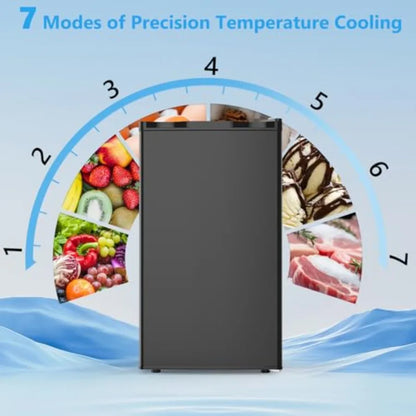 Dorm fridge with freezer for bedroom/office/kitchen/dorm: 3.2 cu.ft black compact refrigerator, reversible door, adjustable the