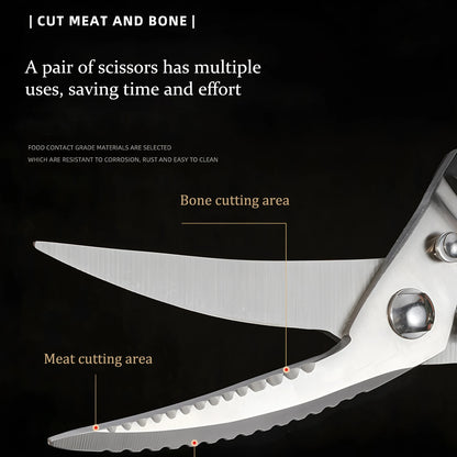 1PC，Stainless steel kitchen Scissors Barbecue Scissors Meat Fish Vegetable Cooking Kitchen Scissors Food Scissors Cooking Tools