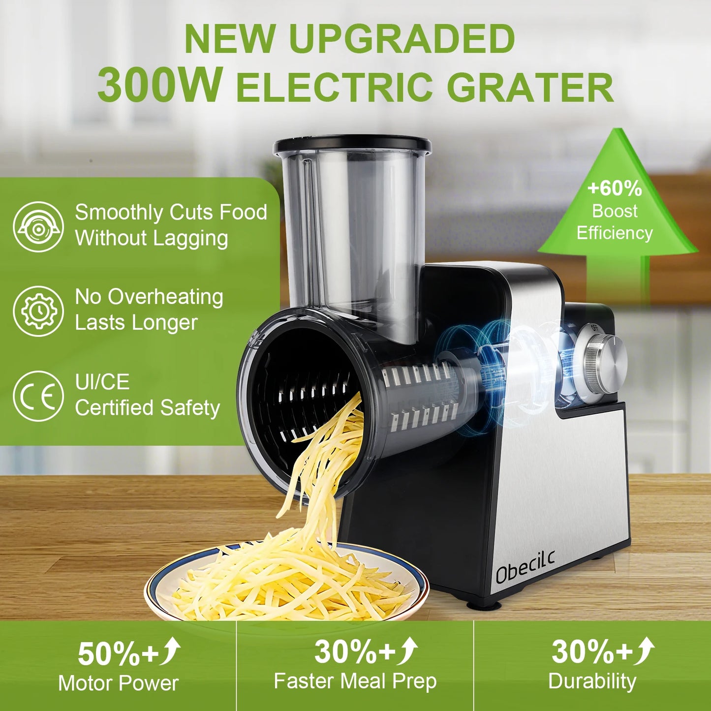 300W 7 in 1 Automatic Electric Vegetable Cutter Salad Shooter Slicer Shredder Grater for Cheese Carrot Cabbage Home Kitchen Food Prep Machine