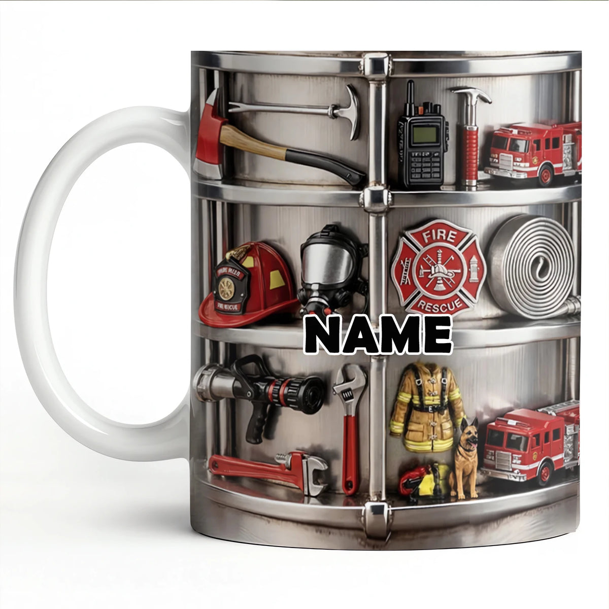 Fireman Custom Name Ceramic Mug Firefighter Themed Coffee Cup Personalized Gift for Fire Department