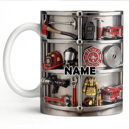 Fireman Custom Name Ceramic Mug Firefighter Themed Coffee Cup Personalized Gift for Fire Department