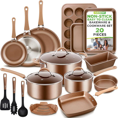 20-Piece Pots and Pans Set Non Stick – Induction Cookware, PFAS-Free, for All Cooktops, Bakeware & Utensils