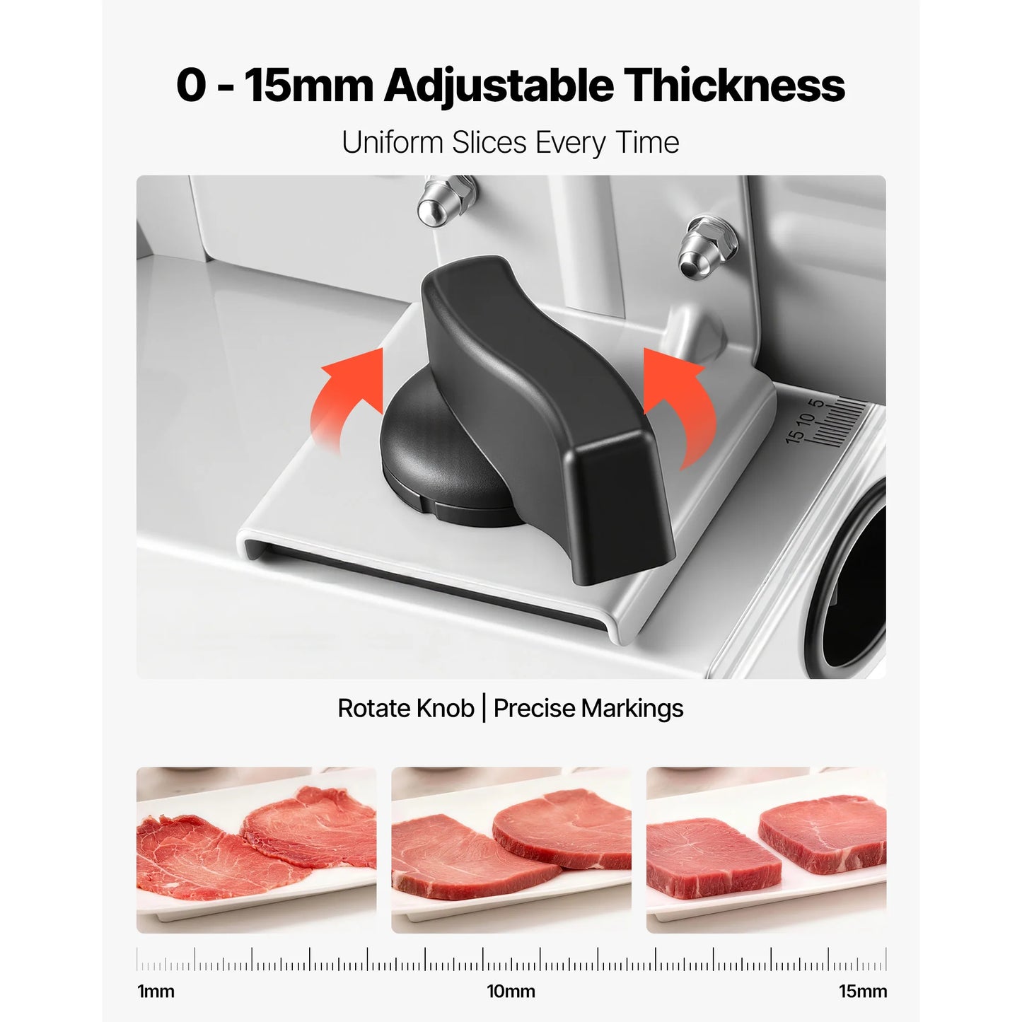 SucceBuy 200W Meat Slicer 7.5" Electric Deli Slicer with 2 SUS420 Blades & 0-0.6" Adjustable Thickness for Frozen Meat Ham Steak