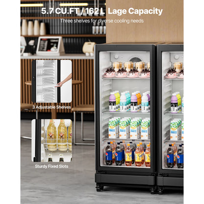 SucceBuy Commercial Merchandiser Refrigerator Glass Door Display Refrigerator Beverage Refrigerator Cooler Merchandiser