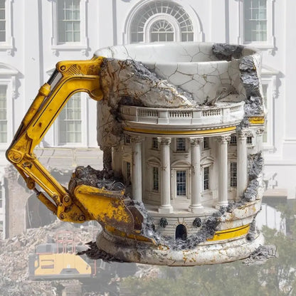 with Handle Someone Lied Demolition Mug 3D Building Print Excavator Shaped Durable Ceramic Coffee Mug