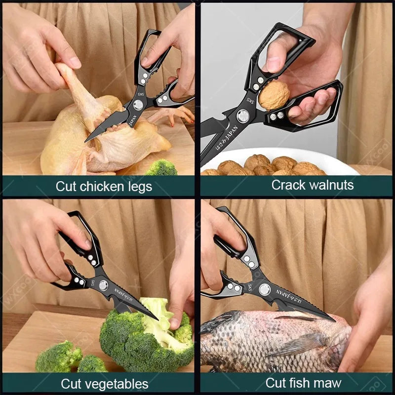 WXCOO Japanese Household Kitchen Scissors SK5 Stainless Steel Multi-Purpose Shears Specialized Heavy-Duty Chicken Bone Scissor