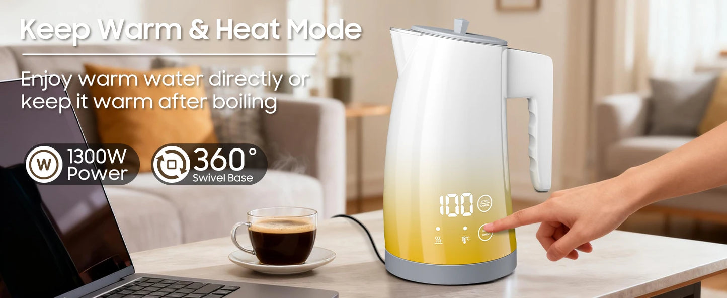 Fashome Electric Water Kettle with 5-Temperature Control 1.25L Auto Shut-Off Stainless Steel Coffee Tea Pot kitchen gadgets