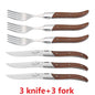 2/4/6/10pcs 8.25inch Laguiole Steak Knives Wood Cutlery Tableware Korean Japanese Dinnerware Rose Wooden Handle Dinner Forks