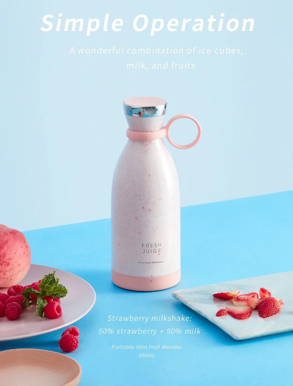 Portable Mini Blender Electric Juicer Fruit Smoothies Mixer Usb Magnetic Charging Multifunctional Juice Maker Machine Blender