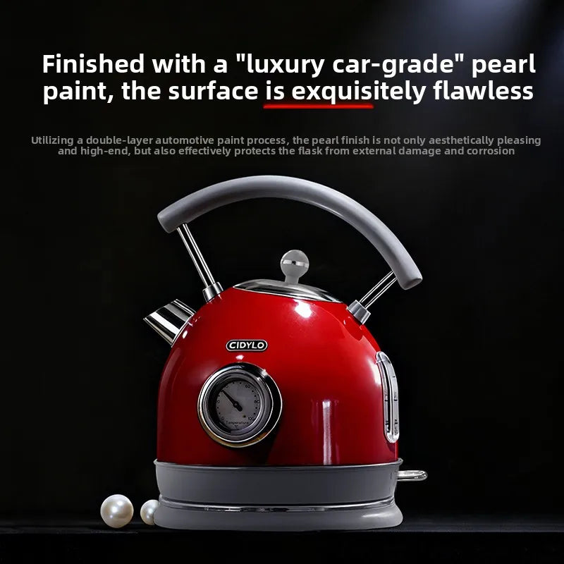 220V European Style Electric Kettle Vintage Red High Capacity ABCDFEG