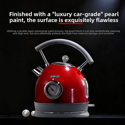 220V European Style Electric Kettle Vintage Red High Capacity ABCDFEG