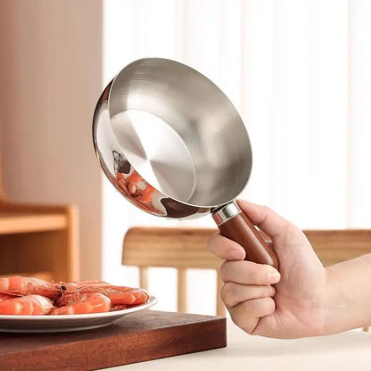 ♥Stainless Steel Saucepan with Wooden Handle - Single-Size Cookware for Boiling/Sauces, Induction & Gas Stove Compatible Pan