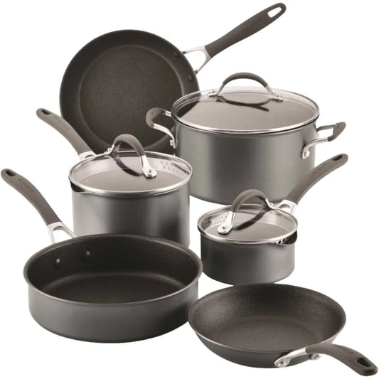 US Shipping Nonstick Induction Cookware Set 9 Piece Pots and Pans Graphite Coating Kitchen Cooking