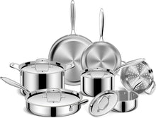 11 Piece Stainless Steel Cookware Set, 3 Ply, Induction Compatible, Oven & Dishwasher Safe