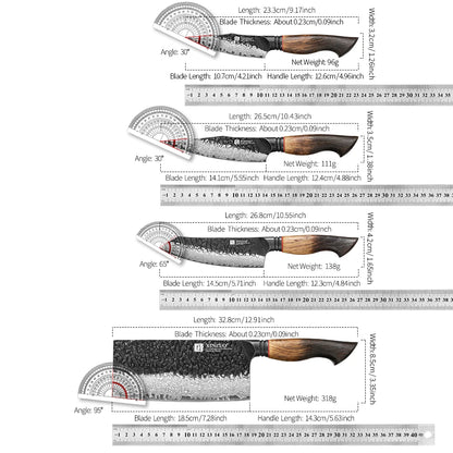 XINZUO Eight-piece Kitchen Knife Set 67 Layers Damascus Super Steel Hardness 60±2HRC Ideal For Home Kitchen Vegetable Prep