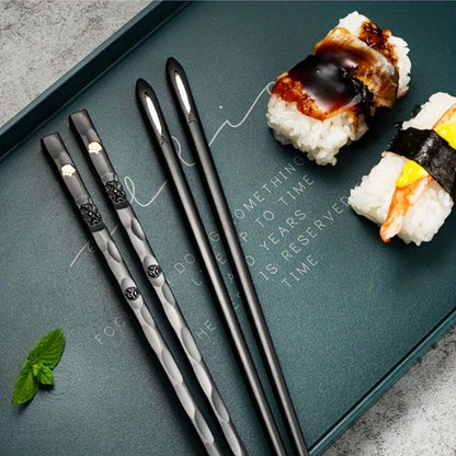 Modern Alloy Chopsticks Set of 8,Non-Slip Tips & Dishwasher Safe, Healthy Alternative to Wood,Upgraded Kitchen Dining Essentials