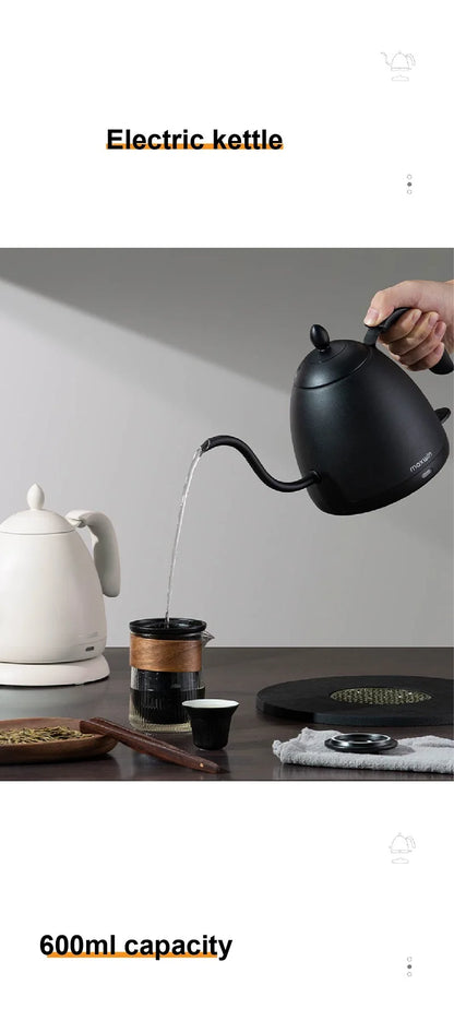 220V Electric Kettle Mini Gooseneck Kettle Pour-over Coffee Kettle 304 Stainless Steel Kettle Teapot Automatic Power Off 600ml