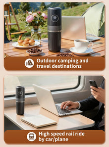 2-in-1 Wireless Portable Coffee Machine – Grind Beans & Hand Brew Anywhere for Camping & Outdoor Adventures