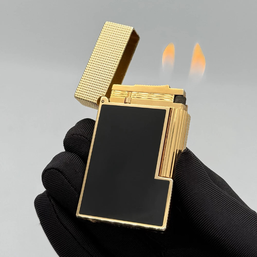 Gas Flame Lighter Metal Glossy Vs Matte Lacquer Cigar Accessories Smoking Cigarette Tools Includes Nozzle Adapter