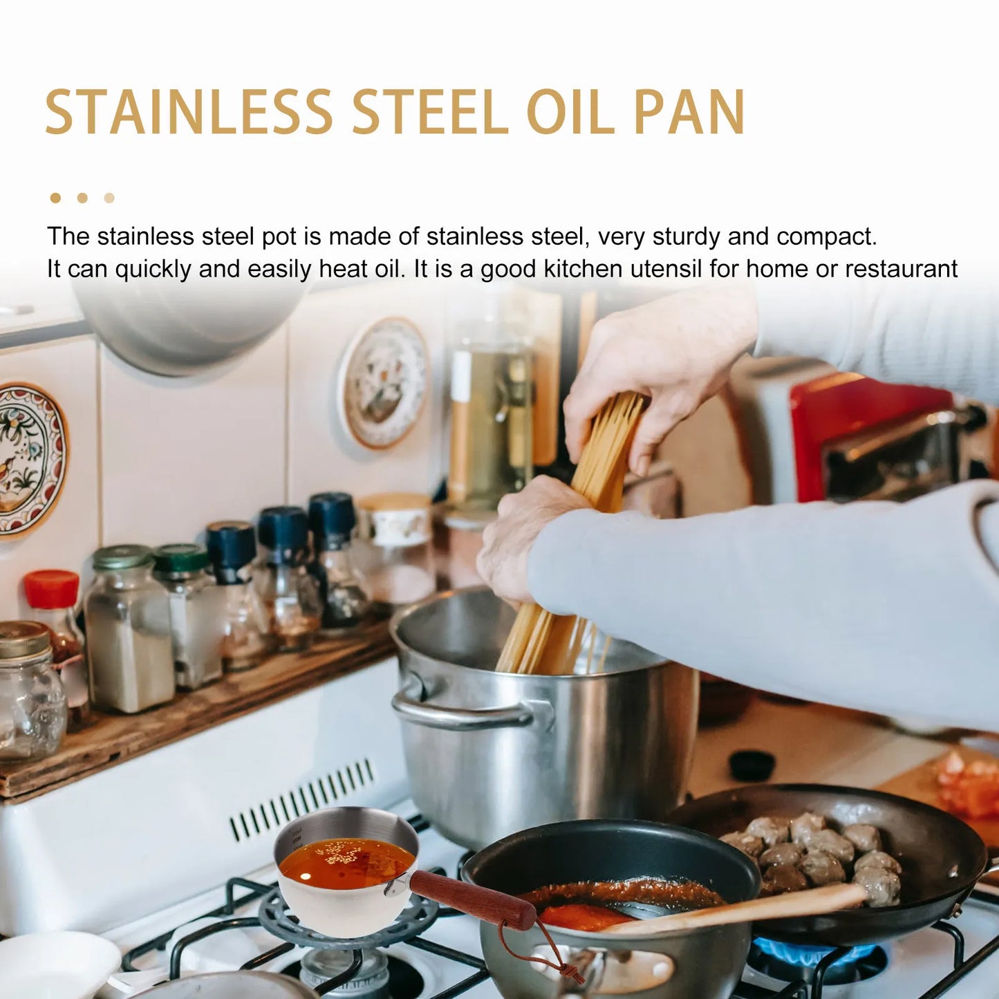 Stainless Steel Small Sauce Pan Compact Hot Oil Pot Mini Induction Kitchen Cooker Boil Stew Fry Oil Heating Pan