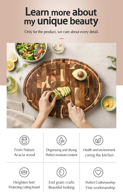 XINZUO Acacia Wood Cutting Board Cut Bread Fruit Meat Quality Kitchen Wooden Chopping Blocks Non-slip Kitchen Tools