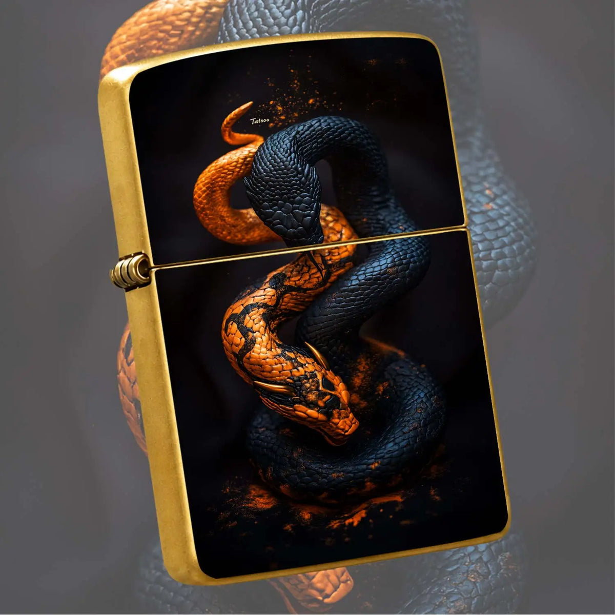 Creative Dual Snake Lighter Dark Bright Orange Contrast Art Texture Ornament Portable Atmosphere Accessory Practical Gift For Home Outdoor Gatherings Friends A Humorous And Interesting Lighter