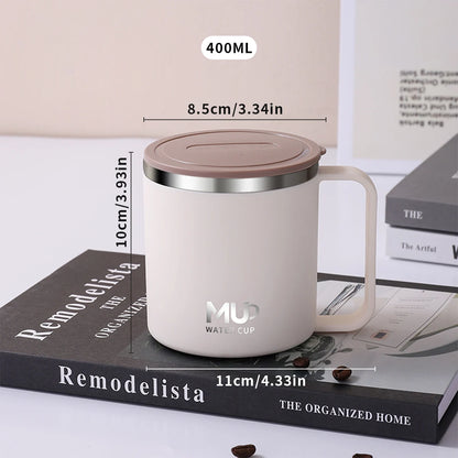 400ML Insulated Coffee Mug With Lid 304 Stainless Steel Double Wall Water Cup Sealed Milk Coffee Cup Student Adult Drinkware