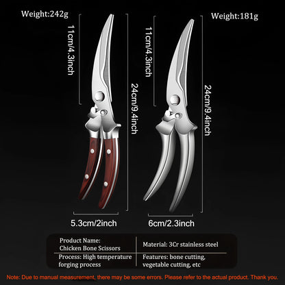 1PC，Multi-Functional Kitchen Scissors Chicken Bone Scissors Non-Slip Handle Chicken Wings Fish BBQ Scissors Kitchen Stuff