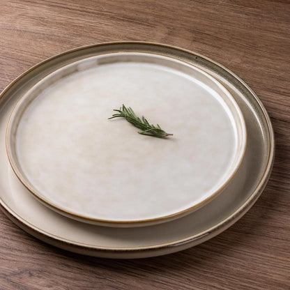 Ceramic Dinnerware Sets for 6, 18 Pieces Stoneware Plates and Bowls Sets, Scratch Resistant Dishes Reactive Glaze-Cappuccino