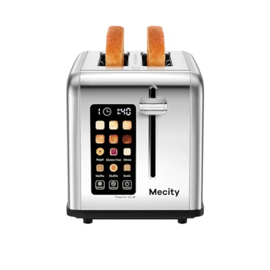 2 Slice Toaster Touch Screen 1.5" Wide Slot Smart Bread Toaster for Bagel Muffin Waffle Gluten Free Breads Timer Defrost Reheat