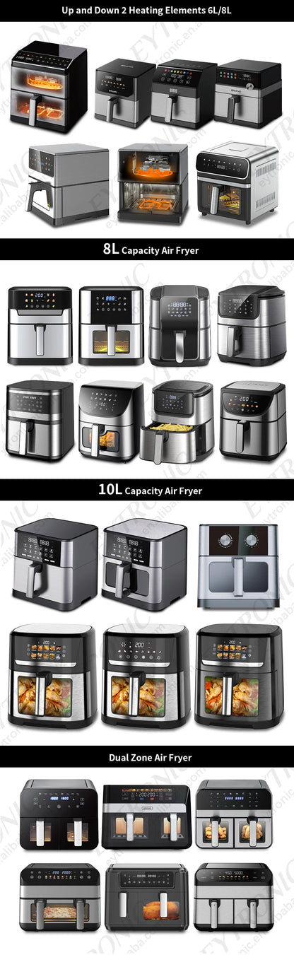 2026 New Model Multi-functional6L 8L Factory OEM Electric Digital air Fryer Household Food Processors, Stainless Steel air Fryer