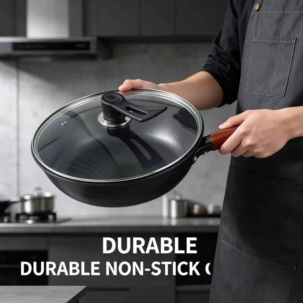 28cm Non-Stick Frying Pan with Lid, Premium Steak Skillet, Multipurpose Egg & Pancake Pan, Compatible with Induction and Gas Stoves