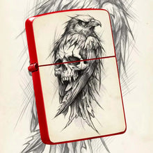 Dark Style Hawk Skull Sketch Portable Lighter, Retro Artistic Decor Carry-On Ignition Tool, Suitable For Daily Travel Outdoor Trips Multiple Scenarios, Trendy Aesthetic Practical Gift Item With Unique Hand-Drawn Texture A Hum