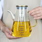 JUSTINLAU Glass Oil Pots 500/700/900ml Leak Proof Diamond Oil Bottle with Scale/Lid Kitchen Soy Sauce Vinegar Condiment Storage