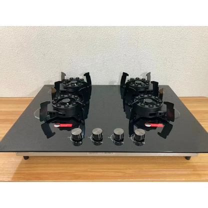 4 Burner Gas Stove Tempered Glass Cooktop Built-in Hob Flip-Top Kitchen Cooker for Home/Restaurant (NG/LPG Optional)