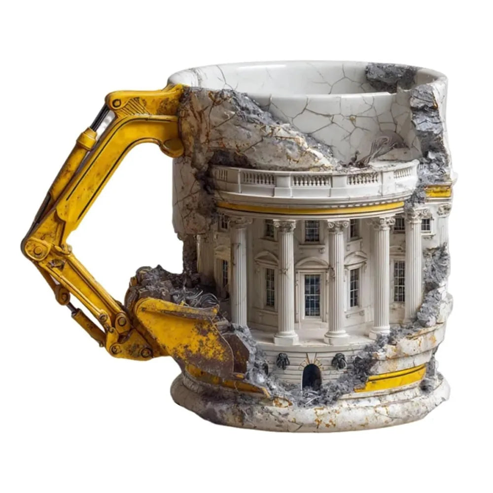 with Handle Someone Lied Demolition Mug 3D Building Print Excavator Shaped Durable Ceramic Coffee Mug