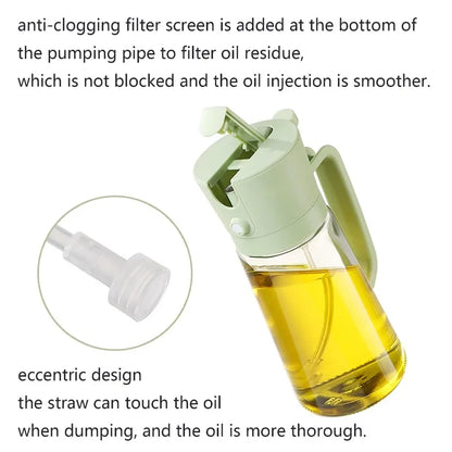 2 in 1 Oil Dispenser and Oil Sprayer Bottle Spray and Pour Olive Oils Sprayer Mister Cooking Olive Dispensers Bottle for Kitchen