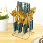 24Pcs Tableware Set with Holder Stainless Steel Cutlery Set Service for 6 Utensils Set Mirror Polished Forks Knives Spoon Set
