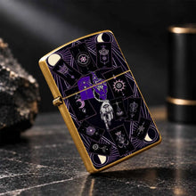 Mystical Tarot Astrology Themed Pocket Lighter, Occult Celestial Esoteric Aesthetic Portable Igniter, Stylish Dark Art Creative Accessory For Daily Use, Rituals, Gifting And Any Scenes, Unique Divination Pattern Exquisi A Hum