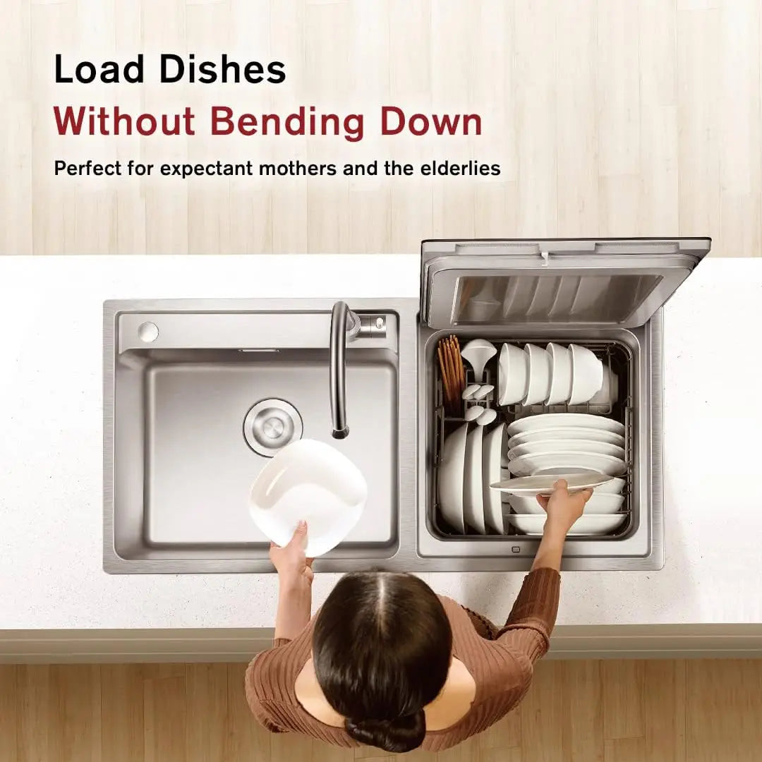 Compact Top Load Dishwasher, 4 Sets Capacity Stainless Steel Dish Washer, 3-in-1 Odor-Free Storage with Child Lock, Heavy Duty