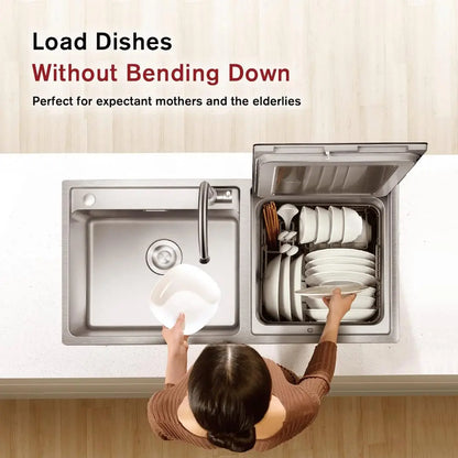 Compact Top Load Dishwasher, 4 Sets Capacity Stainless Steel Dish Washer, 3-in-1 Odor-Free Storage with Child Lock, Heavy Duty