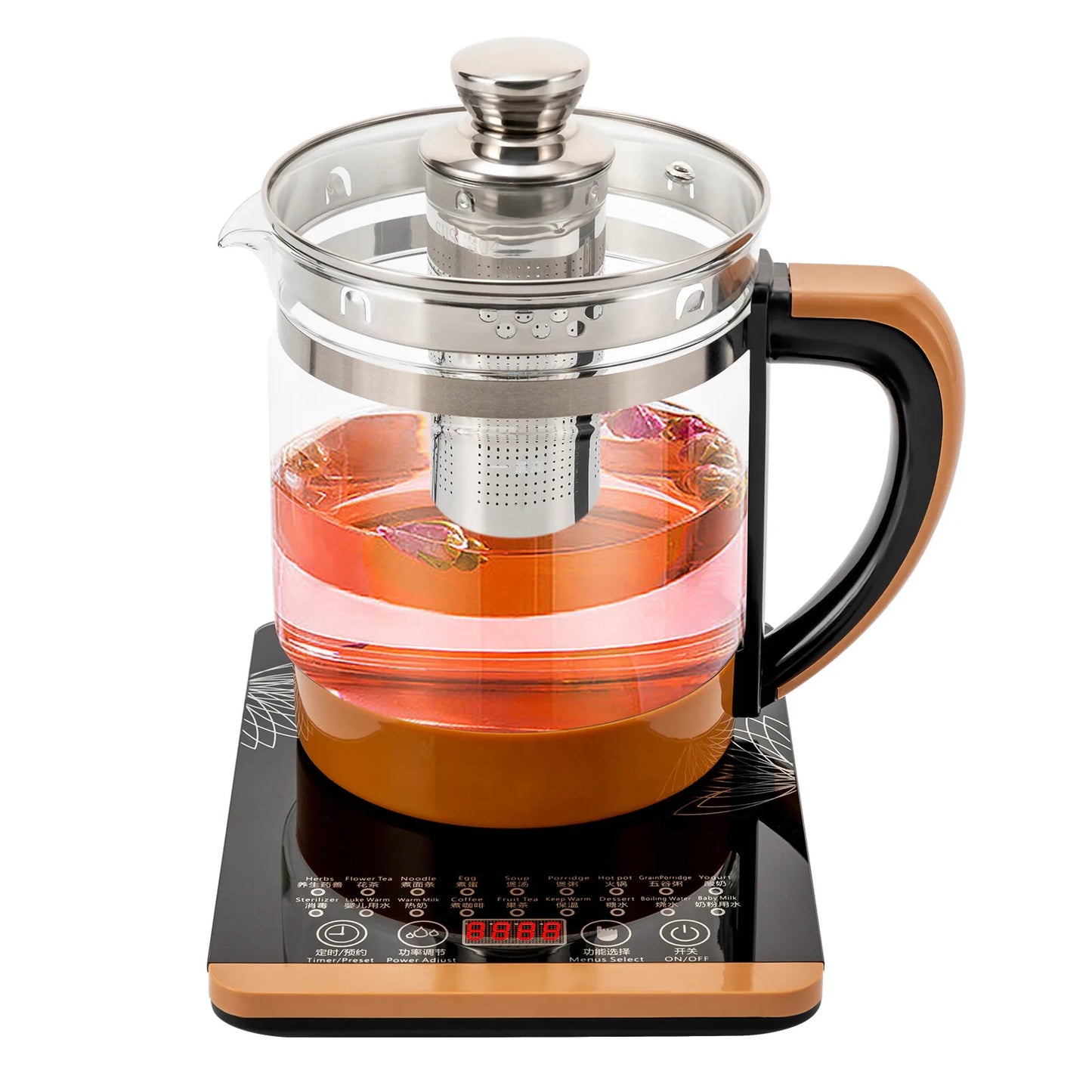1.8L Electric Glass Tea Kettle - Multifunction Hot Water Boiler with Keep Warm & 6 Temp Settings, BPA-Free  glass teapot