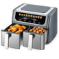 10-in-1 Air Fryer for Kitchen Use, Grey Aluminum Alloy, Grey, 9.5 QT Large Capacity with Dual Independent Baskets, Sync Finish